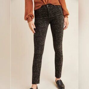 Anthropologie AG The Stevie Velvet High Rise Skinny Jeans Paisley Print
